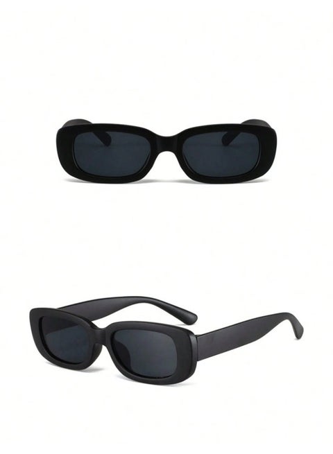 Black Women's Retro Square Frame Sunglasses - Chic Fashion Eyewear for Driving, Travel & Beach (No Cover Included)